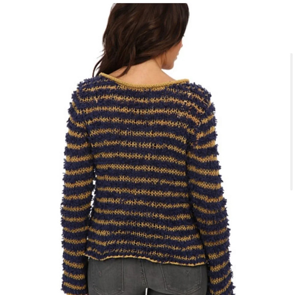 Free People Downey Stripe Fuzzy Knit Pullover‎ Sweater. Size Small. - Picture 3 of 6